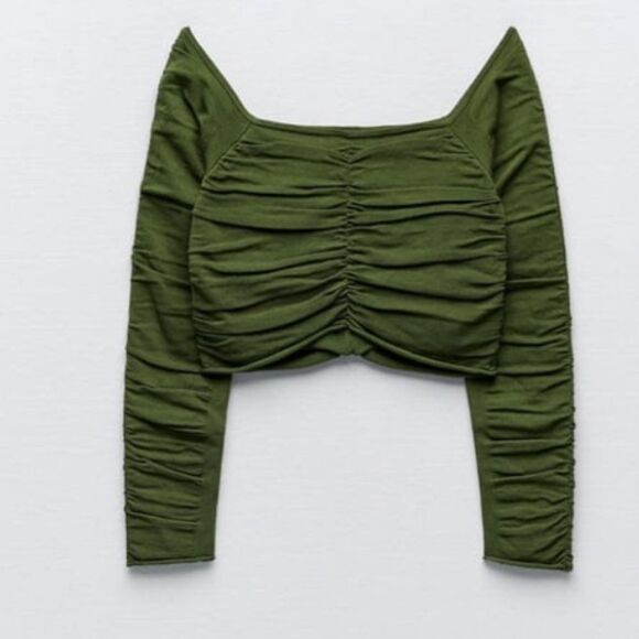 Zara Green ruched top - Picture 3 of 3